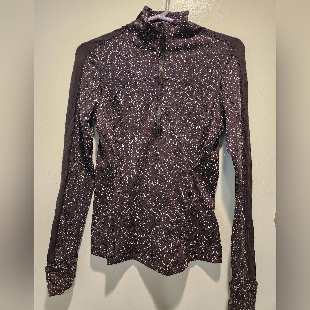 Lululemon Jacket Women’s Run Briskly 1/2 Zip Jacquard Black White. Size 6.